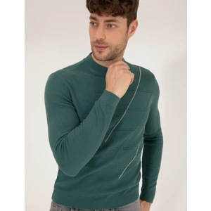 Pierre Cardin Erkek Yeşil Slim Fit Bisiklet Yaka Triko Kazak 50258800-VR054