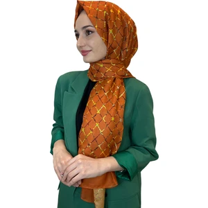 Pamuklu Soft Şal, Beyaz Ipek Geometrik Desenli Soft Şal 00999