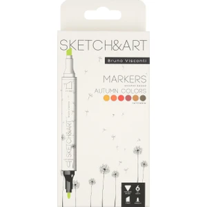 Bruno Visconti 'Sketch Art' Çift Taraflı Markers 6 Renk Sonbahar