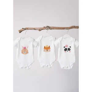 Organik Pamuk 3lü Baskılı Kısa Kollu Bebek Body