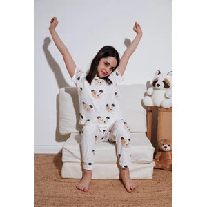 % 100 Pamuk Bisiklet Yaka Kısa Kollu Pijama Takımı Kız Çocuk Pijama Takımı 6651002