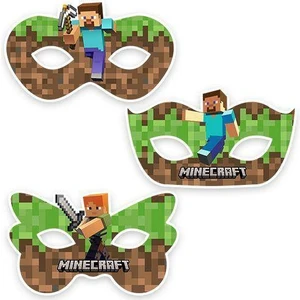 Parti Dükkanım Minecraft Kağıt Maske 6 Adet