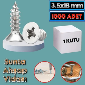 Sunta Vidası 3.5X18 Paket 1000 Adet Sivri Uçlu Ahşap Tahta Ağaç Mobilya Ayak Kulp Vidası
