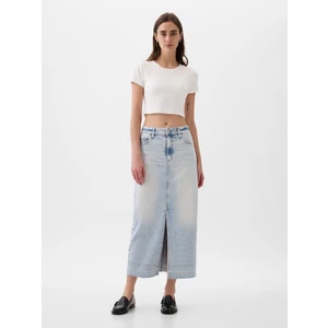 Kadın Açık Mavi Midi Denim Etek