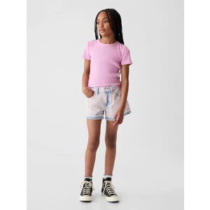 Kız Çocuk Pembe Düşük Bel Denim Şort