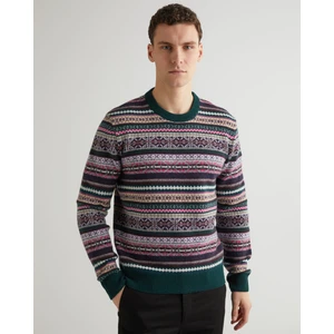 Erkek Yeşil Regular Fit Bisiklet Yaka Desenli Kazak 8060073.374