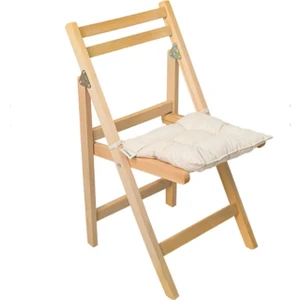 Bahçe Balkon Mutfak Dolgulu Ahşap Sandalye Minderi Kendi Kumaşından Ipli  40X40 cm Krem