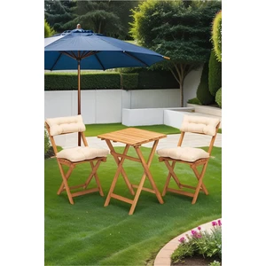 Bahçe Balkon Dolgulu Sandalye Minderi Sırt Dayamalı 2'li Minder 40X40 cm Krem Su Geçirmez Kumaş(SADECE MİNDER)