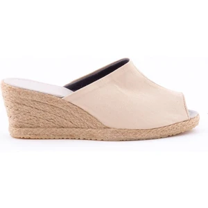 Star Tombis Hasır Bej El Işi Kadın Keten Günlük Terlik