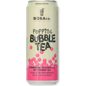 The Bobaco. Bubblicious Popping Bubble Tea Popping Bubble Tea Çilek & Limon Aromalı Yeşil Çaylı Içecek 1X330 ml