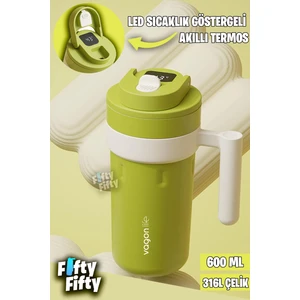 600 ml LED Sıcaklık Göstergeli Akıllı Çelik Termos Kulplu -Kahve BARDAĞI-MUG-FFVGN2009