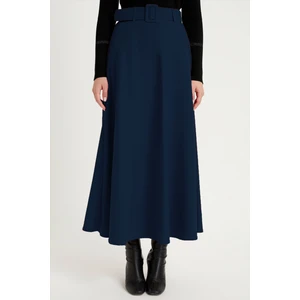 Kemerli Kloş Etek - Lacivert
