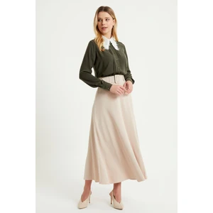 Kemerli Kloş Etek - Bej