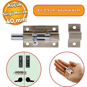 Küçük Mavzer Sürgü Sürgülü Sürgüsü Kilit Saten 25X40 mm Kapı Pencere Emniyet Kilidi Metal