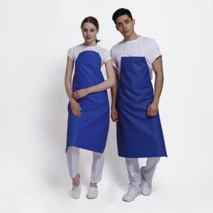 Muşamba Askılı Önlük 100 cm Pvc Su Geçirmez Kasap, Bulaşık Önlüğü Mavi