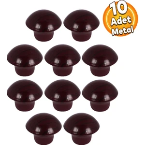 Mantar Düğme Kulp Çekmece Dolap Kapak Kulpu Kulbu Maun Renk Tek Vidalı Metal Kulpları (10 ADET)