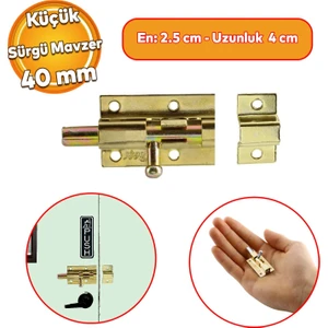 Küçük Mavzer Sürgü Sürgülü Sürgüsü Kilit 25X40 mm Kapı Pencere Emniyet Kilidi Metal Prinç Sarı