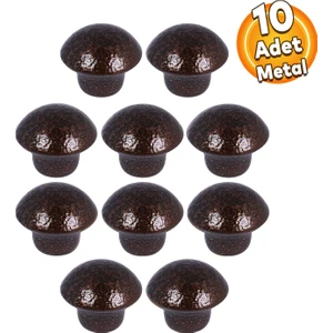 BADEM10 Mantar Düğme Kulp Çekmece Dolap Kapak Kulpu Kulbu Bakır Renk Tek Vidalı Metal Kulpları (10 ADET)