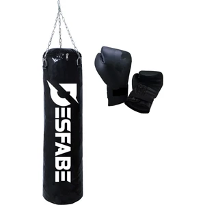 Boxing Star 70X25 cm Zincirli Boks Kum Torbası Siyah +Boks Eldiveni