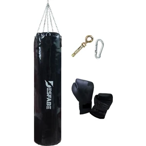 Boxing Star 180X38 cm Zincirli Boks Kum Torbası Siyah+Askı Aparatı+Boks Eldiveni