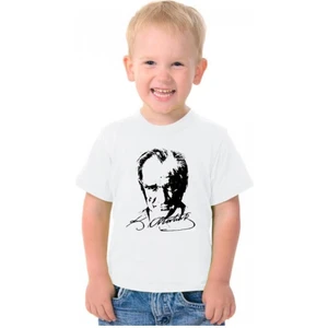 Cillop Butik Unisex Çocuk Atatürk Baskılı %100 Pamuk T-Shirt