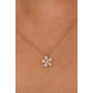 Saena Silver  Zirkon Taşlı Rose Minimal Papatya Gümüş Kolye