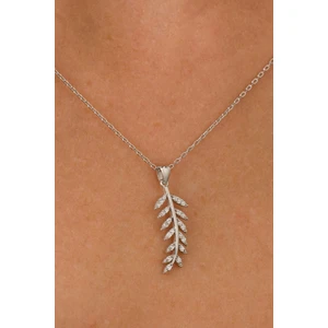 Saena Silver Zirkon Taşlı Rodyum Zeytin Dalı Gümüş Kolye