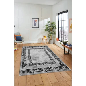 Evdeya Dijital Baskılı Kaymaz Taban Yıkanabilir Çerçeveli Mutfak Salon Halısı, Çerçeveli-05-Gri,