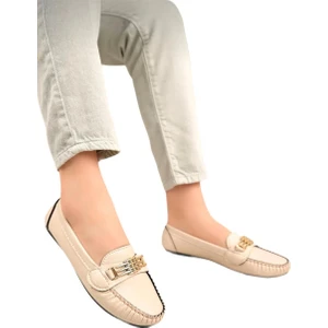 Kadın Hafif Taban Günlük Rahat Babet Krem