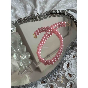 Uno Di Famiglia Pembe Renkli Inci Kolye , Zarif Inci Kolye 1. Kalite