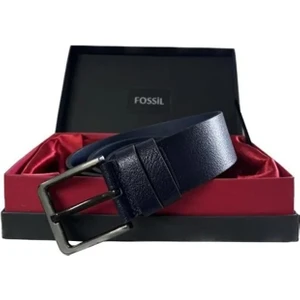 Lacivert Hakiki Deri 4,5 cm Erkek Kemeri