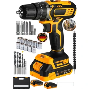 Germany Steel Alman 589RF Çift Akü Titanyum Şanzuman Bakır Sargılı Çift Akülü Şarjlı Matkap Vidalama