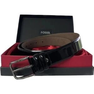 Siyah Düz Dikiş Hakiki Deri Klasik Rugan 3,5 cm Erkek Kemeri