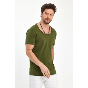 Derin Yaka Kısa Kol Fit Kesim T-Shirt