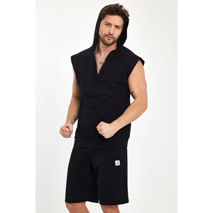 Kapşonlu Sıfır Kol Polar 2 Iplik Kanguru Cepli