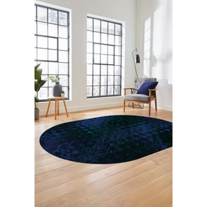 Evdeya 3D Modern Desen Dijital Kaymaz Yıkanabilir Oval Yolluk Mutfak Salon Halısı O-Modern-27-Mavi