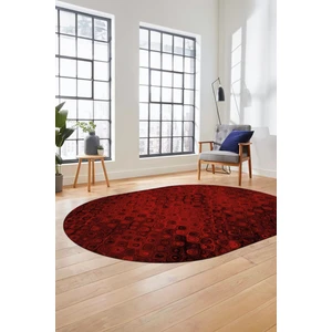 Evdeya 3D Modern Desen Dijital Kaymaz Yıkanabilir Oval Yolluk Mutfak Salon Halısı O-Modern-27-Bordo