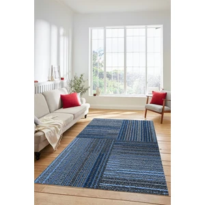 Evdeya 3D Modern Kilim Desen Dijital Kaymaz Yıkanabilir Yolluk Mutfak Salon Halısı Modern-34-Mavi