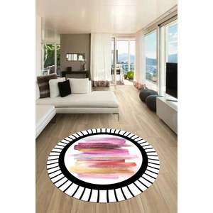 Evdeya Renkli Modern Desenli Dijital Kaymaz Yıkanabilir Yuvarlak Mutfak Salon Halısı Y-Modern-22-Renkli