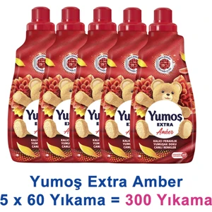 Extra Konsantre Çamaşır Yumuşatıcısı Amber 1440 ml 60 Yıkama x 5 Adet