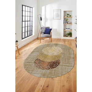 Evdeya Baskılı Kaymaz Taban Yıkanabilir Modern Yolluk Mutfak Oval Salon Halısı O-Modern-01-Kahve