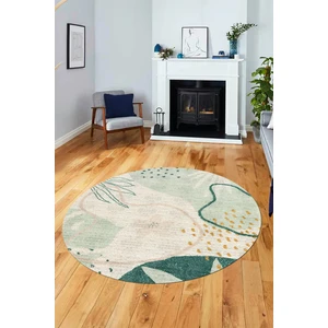 Evdeya Yaprak Desen Modern Tasarım Kaymaz Yıkanabilir Yuvarlak Mutfak Salon Halısı Y-Modern-79-Renkli