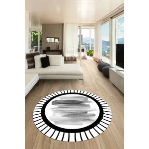 Evdeya Renkli Modern Desenli Dijital Kaymaz Yıkanabilir Yuvarlak Mutfak Salon Halısı Y-Modern-22-Gri