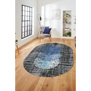Evdeya Baskılı Kaymaz Taban Yıkanabilir Modern Yolluk Mutfak Oval Salon Halısı O-Modern-01-Antrasit