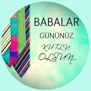 Babalar Günü Temalı Yuvarlak Etiket (4x4 cm 24 Adet)