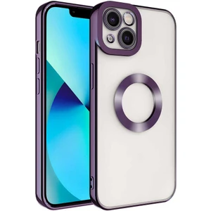 Gökmen Aksesuar iPhone 14 Plus - Uyumlu Kamera Korumalı Logo Gösteren Gkm Omega Kapak-Derin Mor