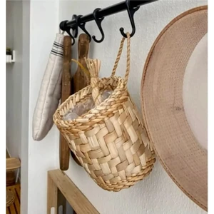 Papirus Dekoratif Hasır Askı Sarımsaklık Çok Amaçlı Sepet