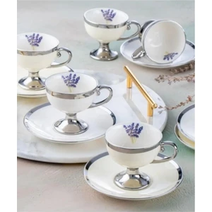 HXF5177 Porselen Lavantalı Kahve Fincan Takımı 6 Lı