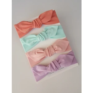 Swan Butik Kız Çocuk Bebek Banda Toka Seti 4'lü Şeftali Mint, Pudra Lila