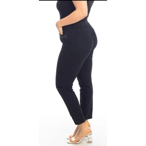 Akşen Giyim Büyük Beden Yüksek Bel Full Likralı Toparlayıcı Cep Kenarları Taşlı Jean Pantolon